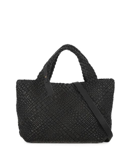 VISONA Black Esmeralda Woven-Design Shoulder-Strap Tote Bag