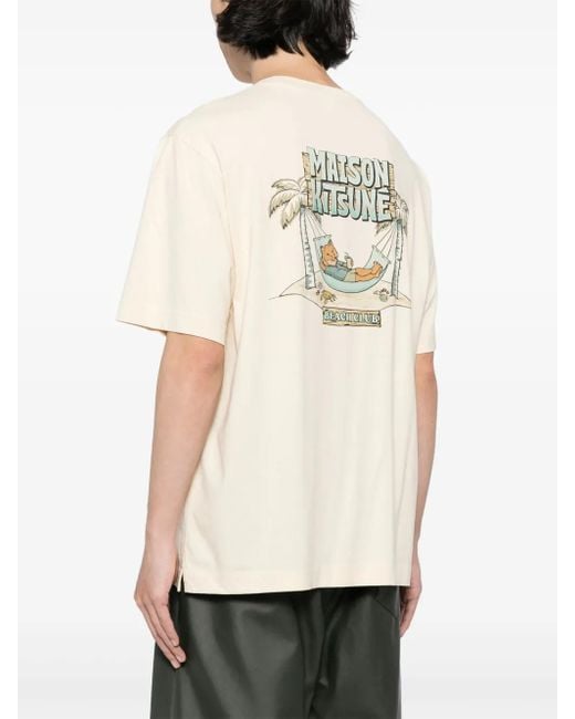 Camiseta con estampado gráfico Maison Kitsuné de hombre de color Natural
