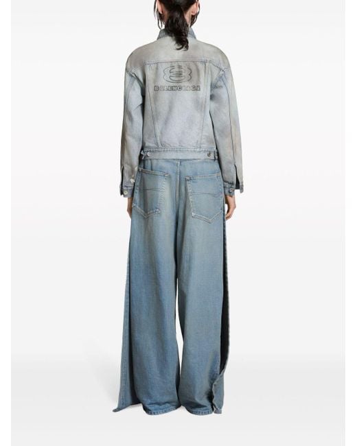 Veste en jean à design patchwork Balenciaga en coloris Blue