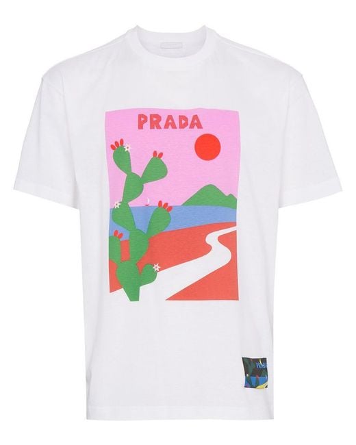 Prada T-Shirt mit Kaktus-Print in White für Herren