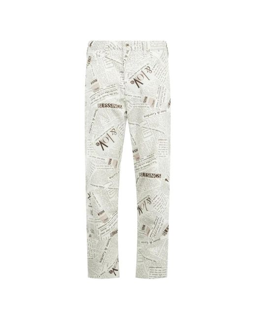 Vaqueros Con Periódico Estampado Engineered Garments de hombre de color White
