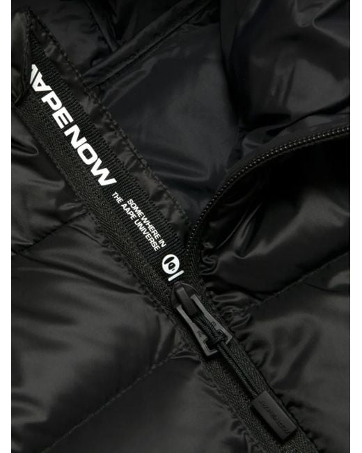Aape By A Bathing Ape Black Hooded Quilted Padded Jacket for men