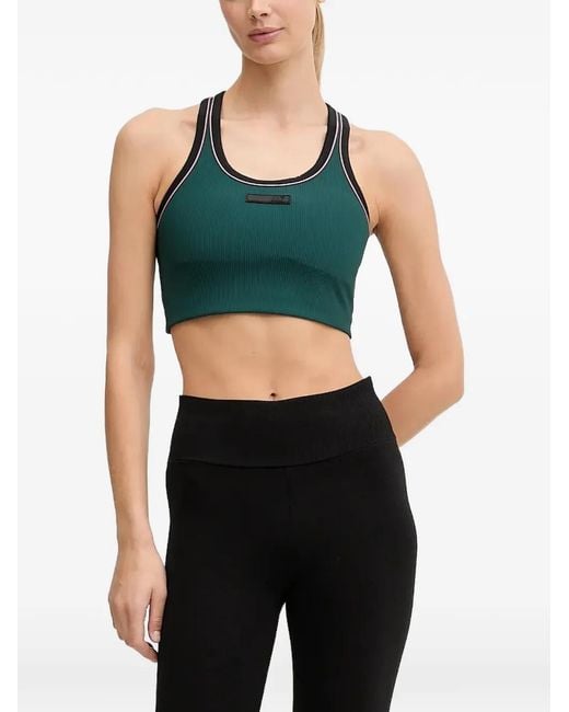 EA7 Green Brassière De Sport À Patch Logo