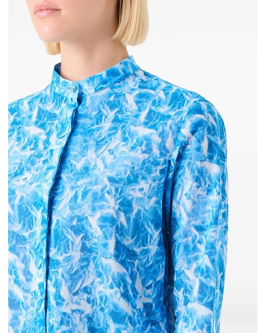 Akris Blue Blouse À Imprimé Whitecaps