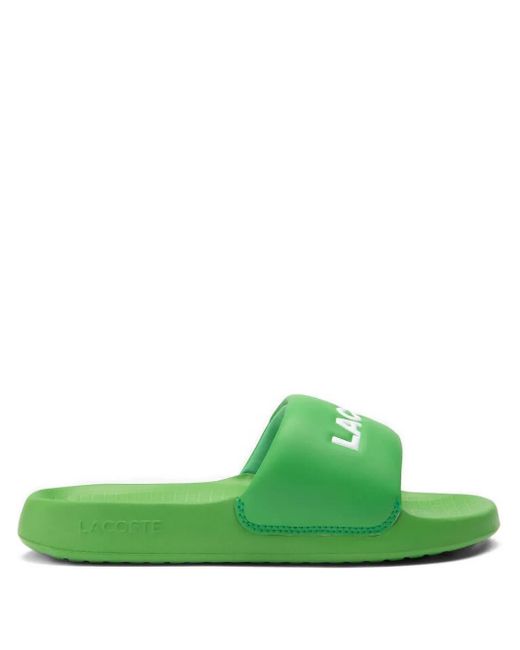 Lacoste Green Logo-Embossed Slides