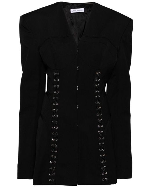 Robe courte détail de corset Mach & Mach en coloris Black