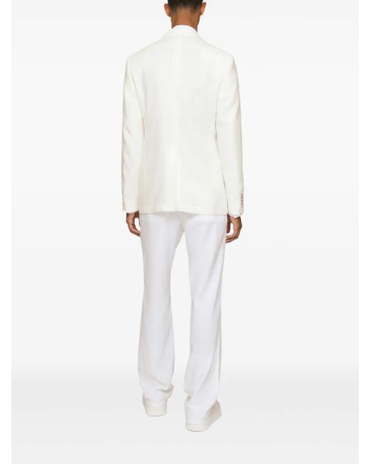 Dolce & Gabbana White Linen Single-Breasted Blazer for men