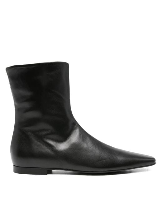Totême Black Zipped Leather Chelsea Boots