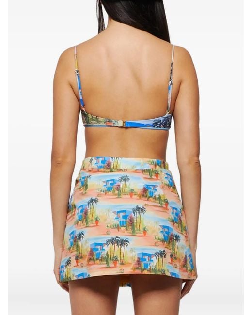 Les Benjamins Blue Printed Bikini Top