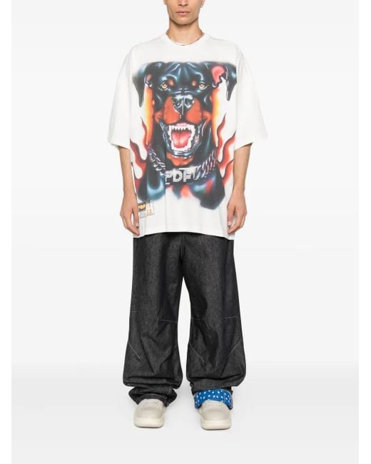 PDF White Graphic-Print T-Shirt for men