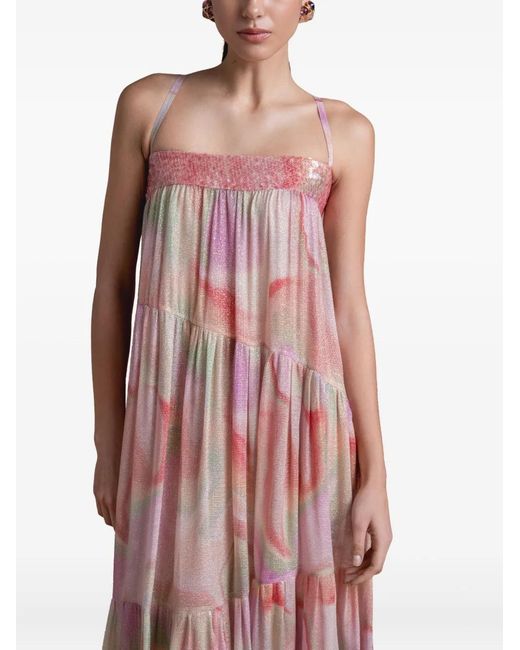 SANA OSMANI Pink Tobago Sequin Midi Dress