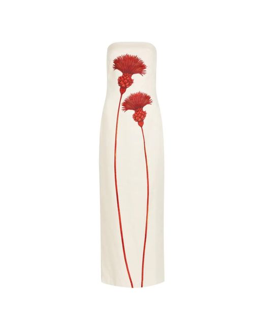 ANDRES OTALORA White Costera Floral-Print Strapless Maxi Dress