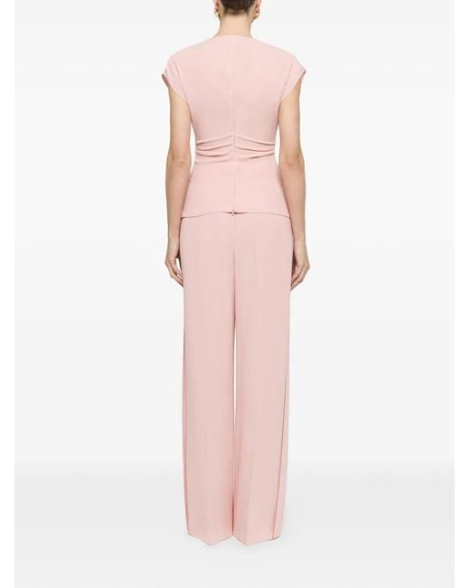 Nissa Pink Ruffle-Detail Crepe Top
