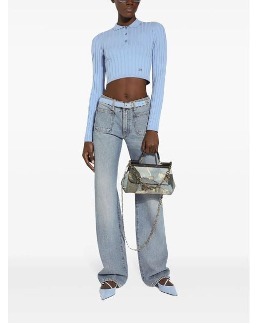 Dolce & Gabbana Blue Patch Pockets Tapered-Legged Jeans