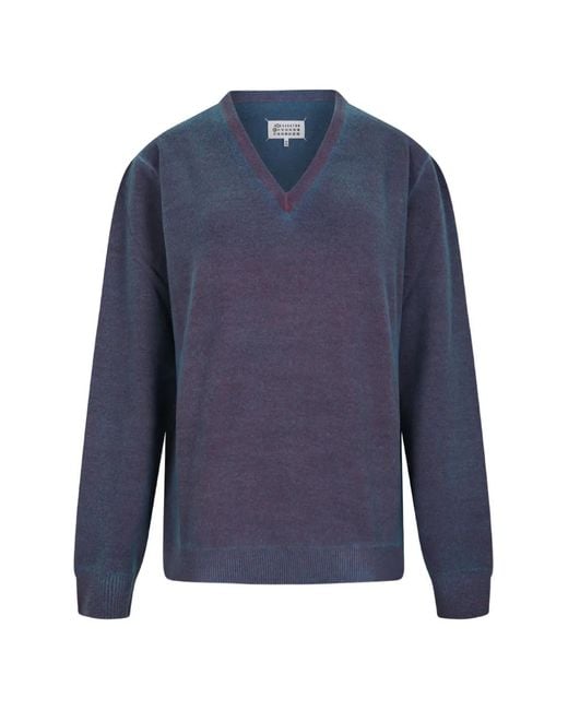 Maison Margiela Blue V-Neck Sweater