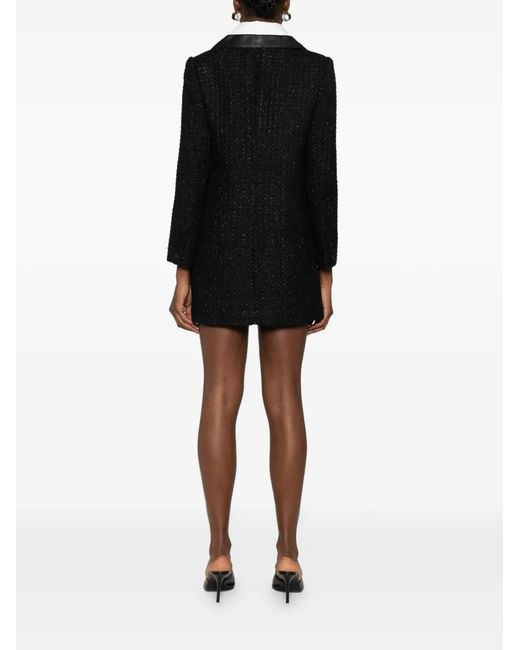 Self-Portrait Black Bouclé Mini Dress