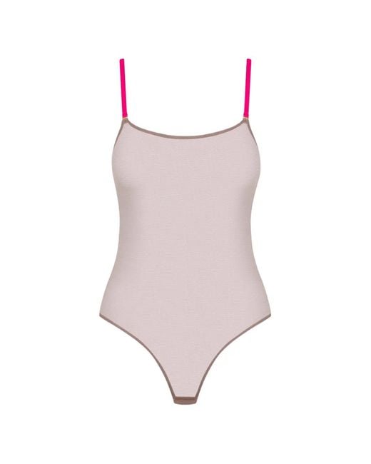 Maison Close White Corps À Corps Contrast-Strap Mesh Bodysuit