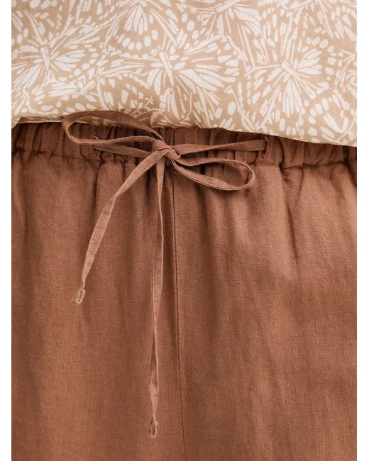 Marc O' Polo Brown Drawstring Wide-Leg Cotton Trousers