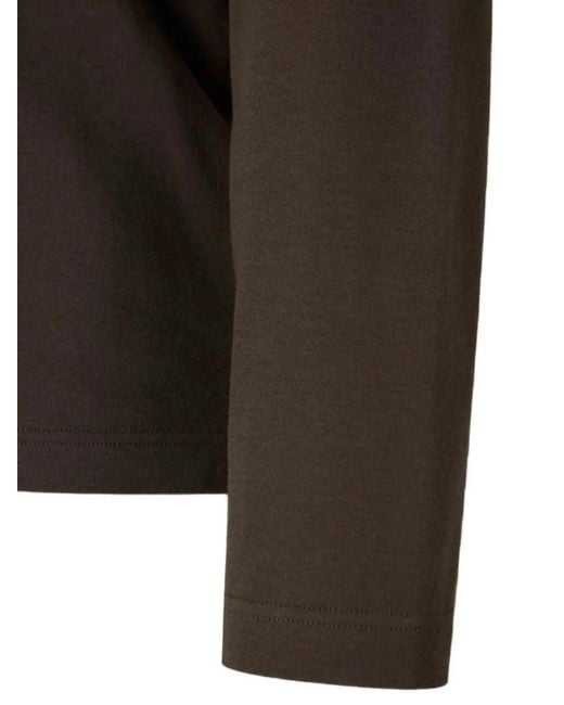Canali Brown Long-Sleeve Ribbed-Trim Polo Shirt for men