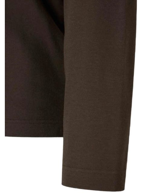 Canali Poloshirt Met Geribbelde Afwerking En Lange Mouwen in het Brown voor heren