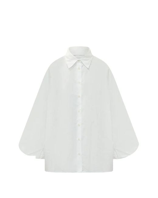 SOSUE White Antonia Balloon-Sleeve Blouse