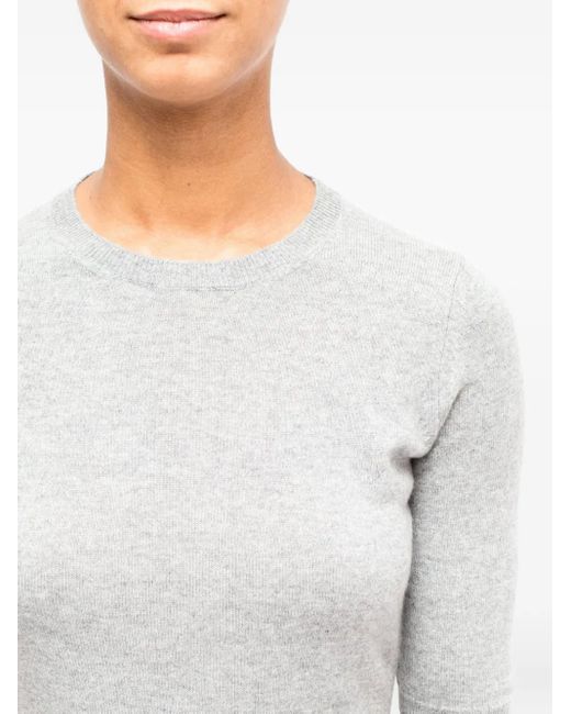 LA ROSE Gray Round-Neck Short-Sleeve Sweater