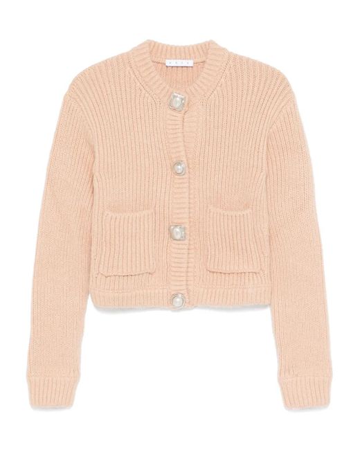 Area White Gemstone-Button Cardigan