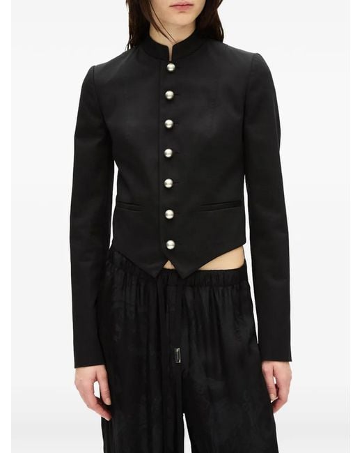 Ann Demeulemeester Black Bab Stand-Collar Button-Up Jacket
