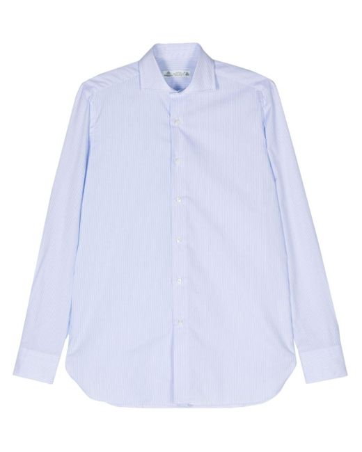 Luigi Borrelli Napoli White Striped Cotton Shirt for men