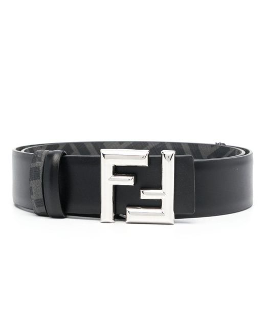Fendi Black Logo-buckle Leather Belt for men