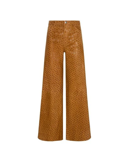 SPRWMN Natural Pantalon En Daim À Fleurs