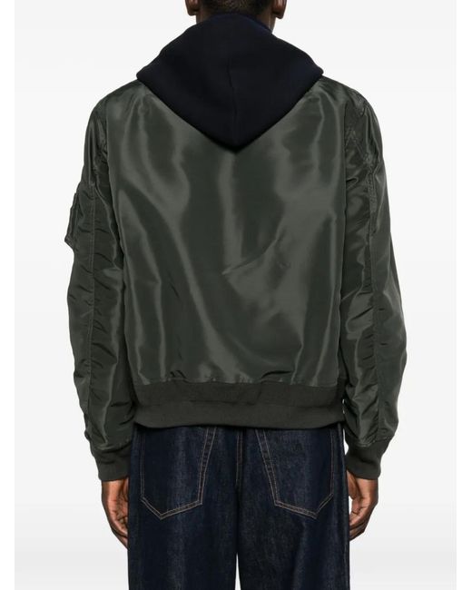 Giacca Con Zip E Inserti di Sacai in Black da Uomo