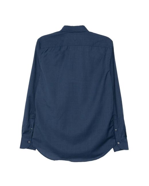 Canali Blue Button-Up Wool Shirt for men