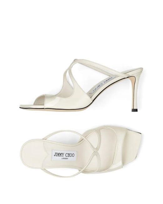 Jimmy Choo White Anise 75Mm Patent-Leather Mules