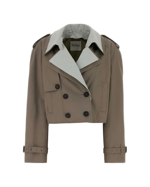 The Attico Brown Gabardine Cropped Trench Coat