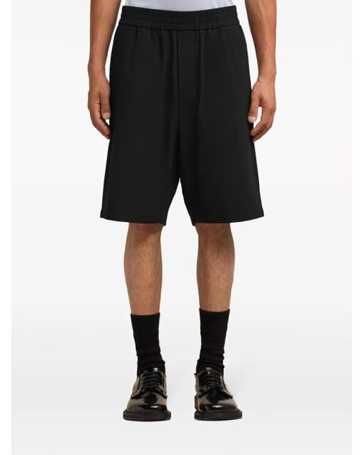 AMI Black Elasticated Waist Bermuda Shorts for men