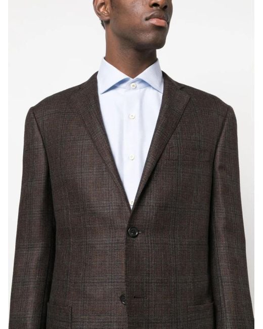 Corneliani Black Check-Pattern Cashmere Blazer for men