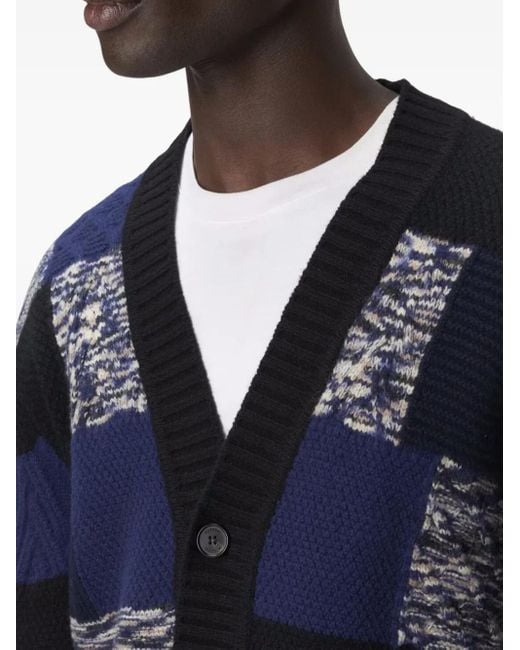 Missoni Blue Patchwork V-Neck Cardigan for men