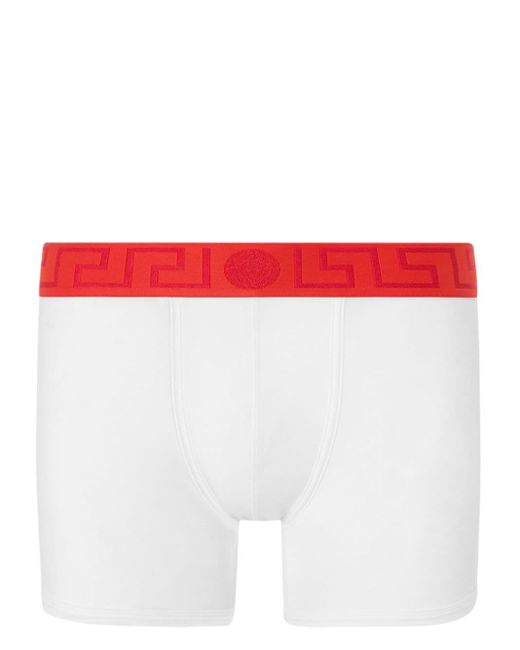 Boxer en coton à taille logo Versace pour homme en coloris Red