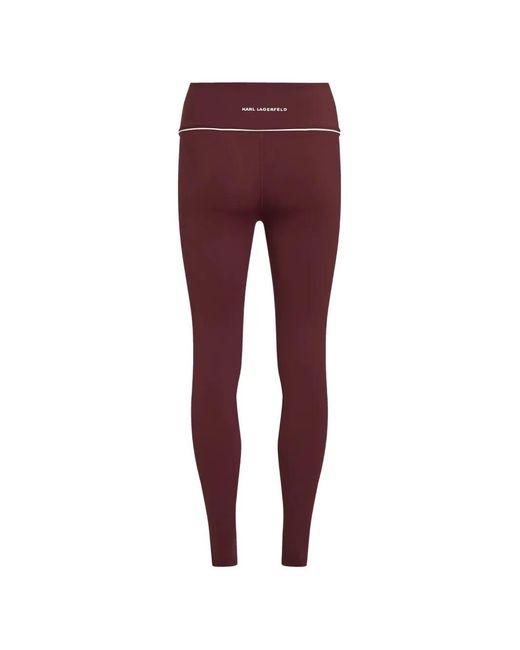 Karl Lagerfeld Red Contrast-Piping Athleisure Leggings