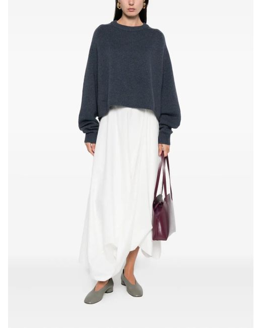 Lisa Yang Blue Round-Neck Cropped Sweater