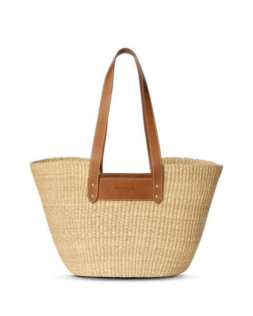 Shinola Natural Straw Basket Tote Bag