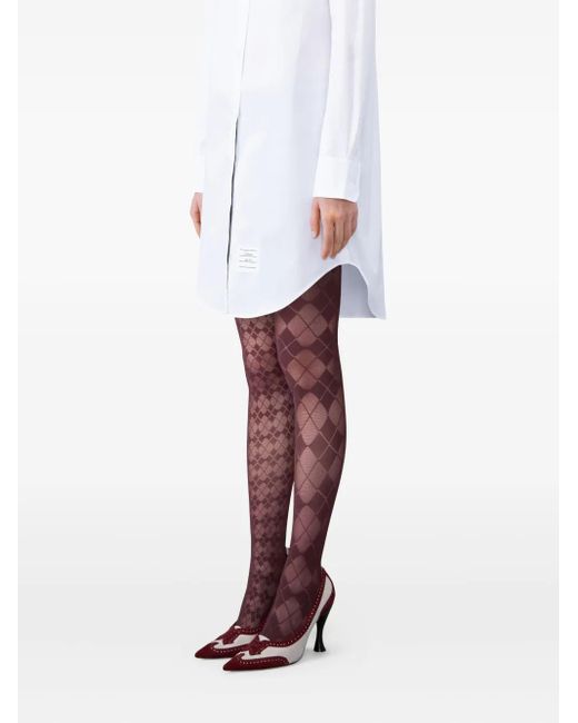 Thom Browne Red Argyle-Pattern Sheer Tights