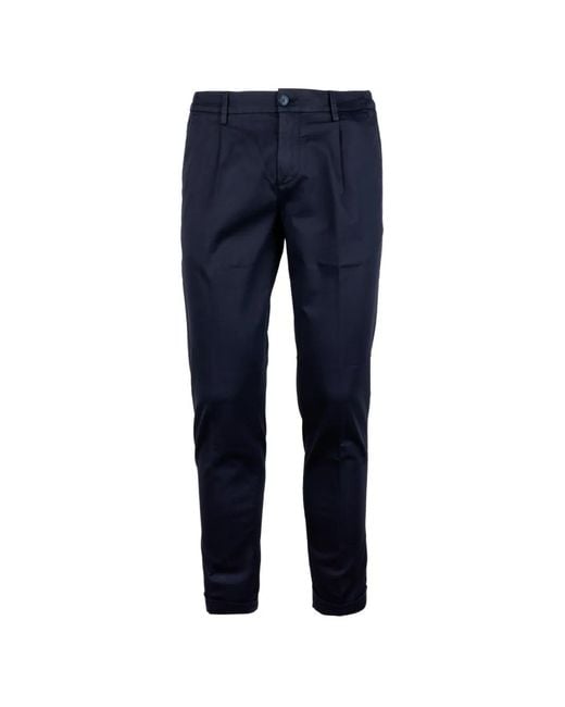 Re-hash Blue Pleated Turn-Up Trousers for men