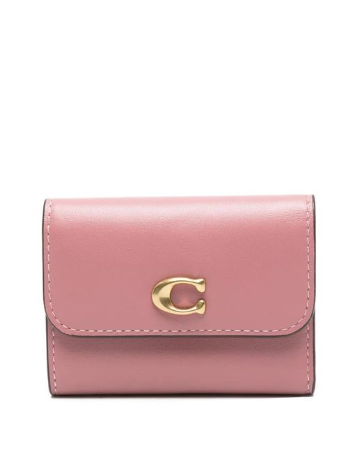 COACH Pink Logo-Plaque Leather Wallet
