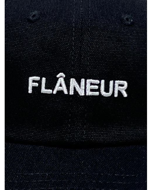 flâneur Black Logo-Embroidered Cotton Cap for men