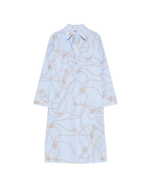 Caliban Blue Rope-Print Shirt Mini Dress
