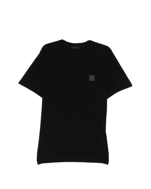 Stone Island Black Logo-Patch T-Shirt for men
