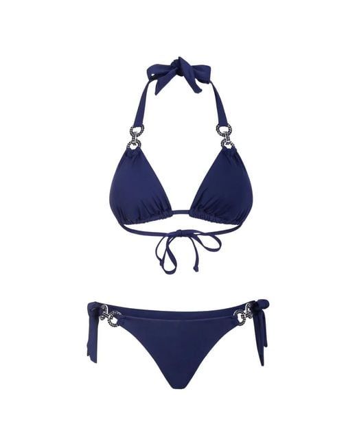 Bikinville Blue Leonie Crystal-Embellished Triangle Bikini