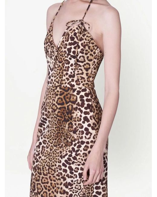 Carolina Herrera Brown Leopard Print Halterneck Dress